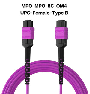 Conversions Tech MPO to MPO/LC Fiber Optic Cable OM3/OM4/OM5 8/12Core Multi-Mode Patch Trunk Jumper Cord 40Gb/100Gb Female Type B UPC LSZH Jacket