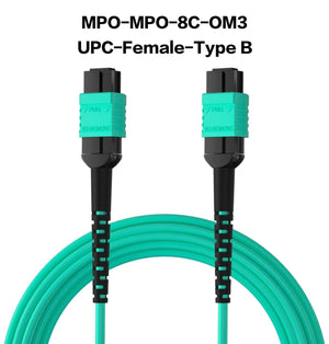 Conversions Tech MPO to MPO/LC Fiber Optic Cable OM3/OM4/OM5 8/12Core Multi-Mode Patch Trunk Jumper Cord 40Gb/100Gb Female Type B UPC LSZH Jacket