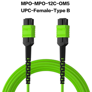 Conversions Tech MPO-MPO-OM5-12Core / CHINA / 50M MPO to MPO/LC Fiber Optic Cable OM3/OM4/OM5 8/12Core Multi-Mode Patch Trunk Jumper Cord 40Gb/100Gb Female Type B UPC LSZH Jacket