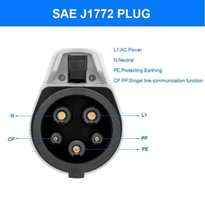 Conversions Tech Black / EU NEMA 10-30 Level 2 EV Charger  240V 16 Amp with 6.4 ft Extension Cord  Compatible with J1772 EVs