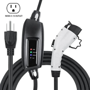 Conversions Tech Black / EU NEMA 5-15 Level 1 EV Charger 110V 16 Amp with 21 ft Extension Cord  Compatible with J1772 EVs