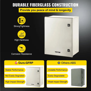 Conversions Tech 24 x 20 x 9 inch NEMA Steel Enclosure, 24 x 20 x 9\'\' NEMA 4X Fiberglass Electrical Box, IP66 Waterproof & Dustproof, Outdoor/Indoor Electrical