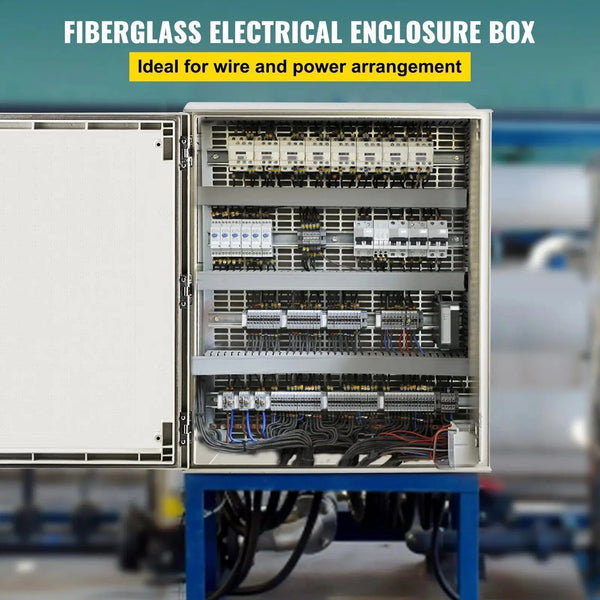 Conversions Tech 24 x 20 x 9 inch NEMA Steel Enclosure, 24 x 20 x 9\'\' NEMA 4X Fiberglass Electrical Box, IP66 Waterproof & Dustproof, Outdoor/Indoor Electrical