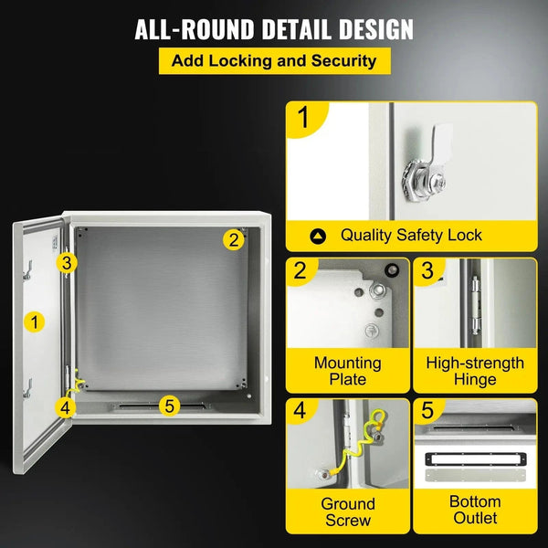 Conversions Tech Default NEMA Steel Enclosure, 24 x 24 x 12'' NEMA 4X Steel Electrical Box, IP66 Waterproof & Dustproof, Outdoor/Indoor Electrical Juncti