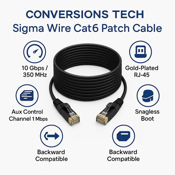 Sigma Wire & Cable Cat6 Patch Cables Patch Cord  |  Cat6, Black  50ft High speed ethernet patch cable