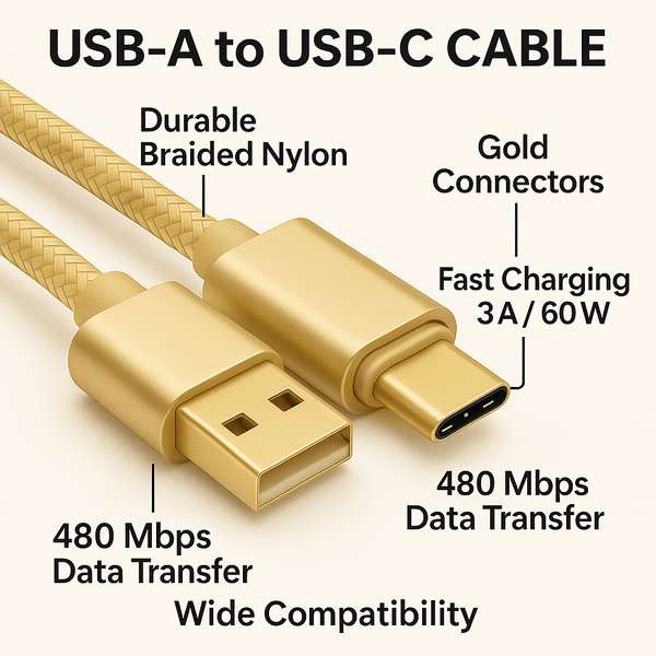 Power On Demand Charging/Data Cable POD | Premium USB to Type C, 3FT