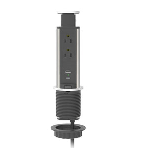 Conversions Tech Electrical > Embedded Power Pop-Up Countertop Power, Push-Lift, 4-Pack | 2 AC, 2 USB-A per Module, Recessed, Kitchen Island and Office Fit-Out | 1670-900-4
