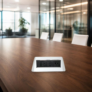 Conversions Tech Embedded Power Pop-Up Countertop Power, Rectangular, Chrome | 2 AC, 2 USB-A 2.4 A, Push-Lift | CT-106-01