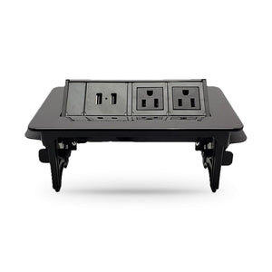 Conversions Tech Embedded Power Pop-Up Countertop Power, Rectangular, Gloss Black | 2 AC, 2 USB-A 2.4 A, Push-Lift | 1666-005-0001
