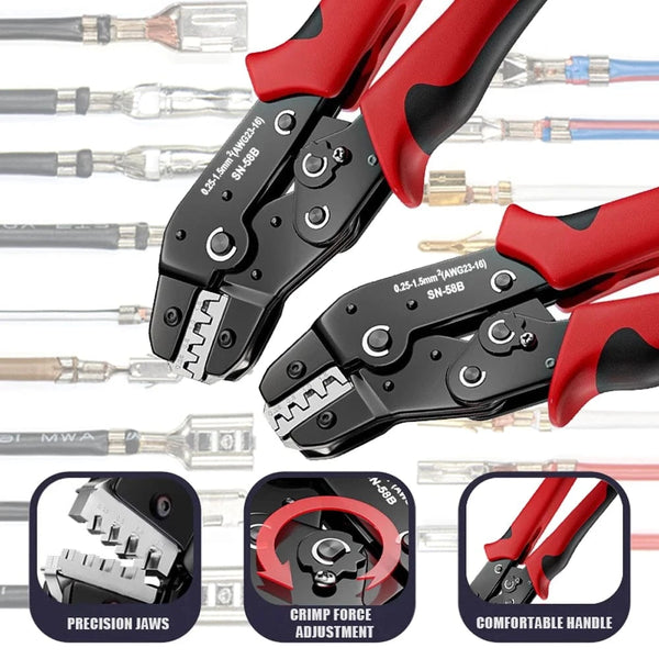 Conversions Tech SN-58B Ratcheting Crimping Tool Set For Dupont JST MOLEX Open Barrel,Dupont Molex JST TE Terminals & EPC PCIE SATA Pins SN-58B