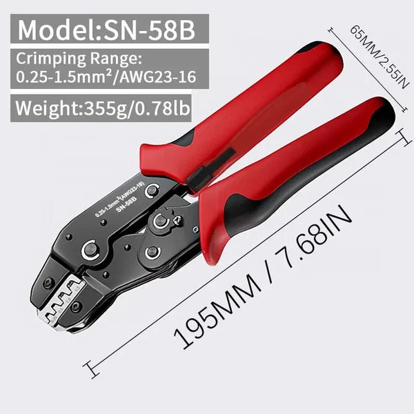 Conversions Tech SN-58B Ratcheting Crimping Tool Set For Dupont JST MOLEX Open Barrel,Dupont Molex JST TE Terminals & EPC PCIE SATA Pins SN-58B