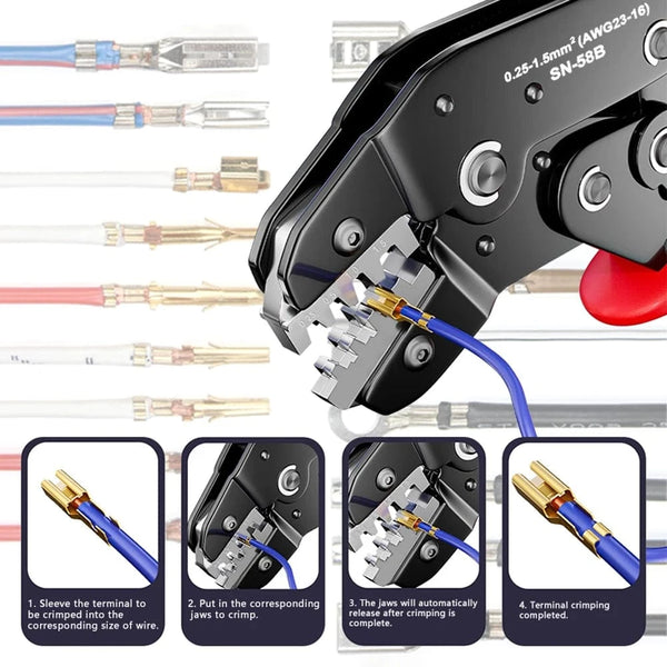 Conversions Tech SN-58B Ratcheting Crimping Tool Set For Dupont JST MOLEX Open Barrel,Dupont Molex JST TE Terminals & EPC PCIE SATA Pins SN-58B