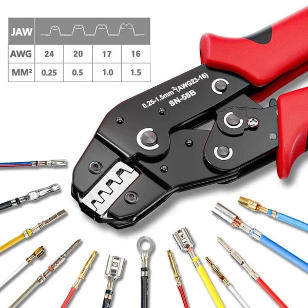 Conversions Tech SN-58B Ratcheting Crimping Tool Set For Dupont JST MOLEX Open Barrel,Dupont Molex JST TE Terminals & EPC PCIE SATA Pins SN-58B
