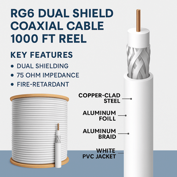 Sigma Wire & Cable Bulk Coax RG6 Dual-Shield Coaxial Cable (White, 1000 ft Reel) | Sigma Wire & Cable – Conversions Tech