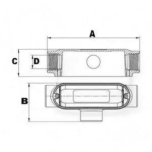 Conversions Tech Rigid Conduit Body TSeries  1-½”  UL Threaded