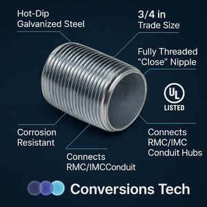 Conversions Tech Rigid Conduit Nipple, Close, HDG 1/2"