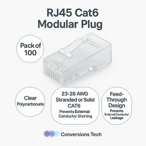 Conversions Tech Connectors RJ45 Connector | Cat6 Feed through Modular Plug Unshielded 100 pcs