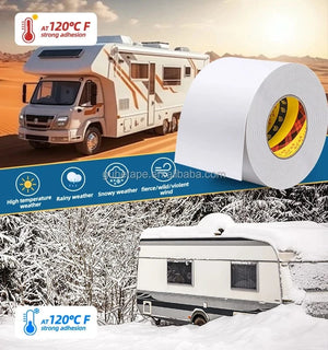 Conversions Tech White / 50 mm / 15 m|2 Inch x 50 Feet RV Roof Tape 2 in X 50 Ft White RV Sealant Roofing Tape for Roof Repair Camper Trailer Boat Sealing Leak Repair UV & Waterproof
