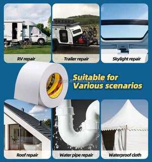 Conversions Tech White / 50 mm / 15 m|2 Inch x 50 Feet RV Roof Tape 2 in X 50 Ft White RV Sealant Roofing Tape for Roof Repair Camper Trailer Boat Sealing Leak Repair UV & Waterproof