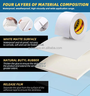 Conversions Tech White / 50 mm / 15 m|2 Inch x 50 Feet RV Roof Tape 2 in X 50 Ft White RV Sealant Roofing Tape for Roof Repair Camper Trailer Boat Sealing Leak Repair UV & Waterproof