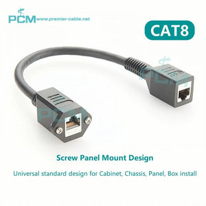 Conversions Tech 1FT/0.3m / CAT8 Screw Panel Mount CAT8 Female to Female Extender Cable SFTP Ethernet Network LAN Cord RJ45 Keystone Jack Bulkhead 40Gbps 2000MHz