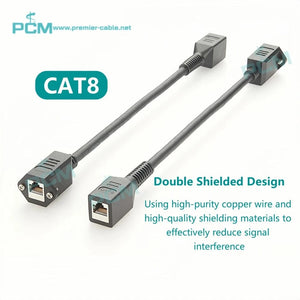 Conversions Tech 1FT/0.3m / CAT8 Screw Panel Mount CAT8 Female to Female Extender Cable SFTP Ethernet Network LAN Cord RJ45 Keystone Jack Bulkhead 40Gbps 2000MHz