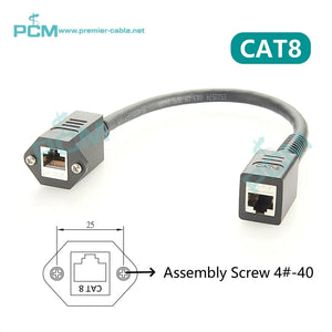 Conversions Tech 1FT/0.3m / CAT8 Screw Panel Mount CAT8 Female to Female Extender Cable SFTP Ethernet Network LAN Cord RJ45 Keystone Jack Bulkhead 40Gbps 2000MHz