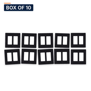 Conversions Tech Wall Plates Box of 10 ($9.00 ea) Screwless Decora Wall Plate, 2-Gang, Black | Snap-On Face, Hidden Screws | 5220-902-B