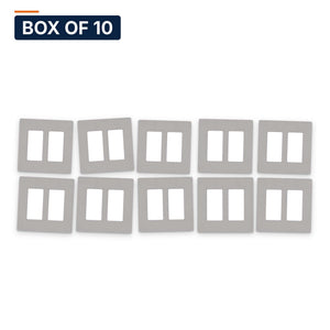 Conversions Tech Wall Plates Box of 10 ($9.00 ea) Screwless Decora Wall Plate, 2-Gang, Gray | Snap-On Face, Hidden Screws | 5220-902-G