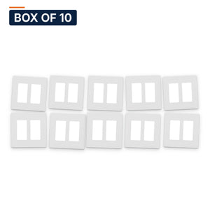 Conversions Tech Wall Plates Box of 10 ($9.00 ea) Screwless Decora Wall Plate, 2-Gang, White | Snap-On Face, Hidden Screws | 000-0022