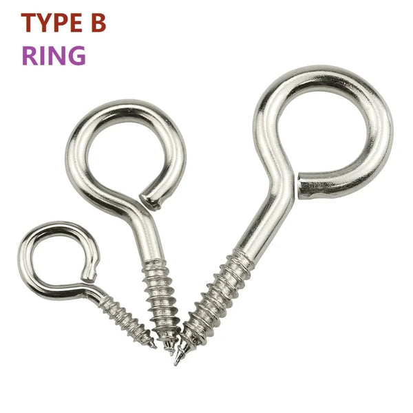 Conversions Tech B / NO.2    30pcs Self-tapping Hook Screw Large Heavy Duty Eye Hooks 30/20/10pcs Wood Sheep Eye Screws Large Hooking Bolt for Wood Securing Light