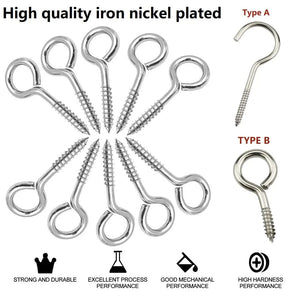 Conversions Tech Self-tapping Hook Screw Large Heavy Duty Eye Hooks 30/20/10pcs Wood Sheep Eye Screws Large Hooking Bolt for Wood Securing Light