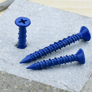 Conversions Tech As Shown SOFT-100 PCS 3/16 Inch X1-1/4 Concrete Screw Anchor Blue Flat Heads For Anchoring To Masonry, Block Or Brick Stucco