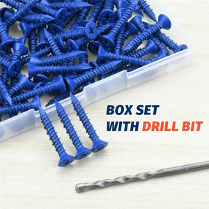 Conversions Tech As Shown SOFT-100 PCS 3/16 Inch X1-1/4 Concrete Screw Anchor Blue Flat Heads For Anchoring To Masonry, Block Or Brick Stucco