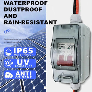 Conversions Tech ‌Solar Disconnect Switch Box MCB Mini Circuit Breaker DC500V PV Distribution Box IP65 Waterproof HT-2 Photovoltaic Combiner Box
