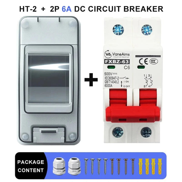 Conversions Tech 6A-Box-ExpBolt / with 2P DC500V MCB ‌Solar Disconnect Switch Box MCB Mini Circuit Breaker DC500V PV Distribution Box IP65 Waterproof HT-2 Photovoltaic Combiner Box