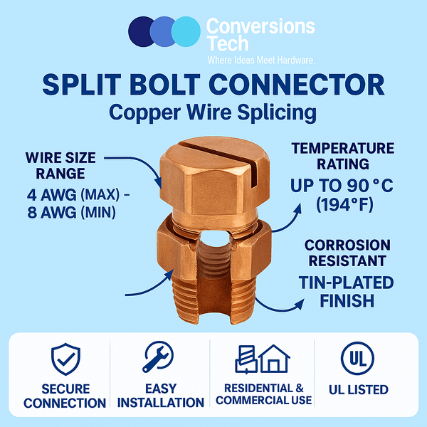 Conversions Tech Electrical Split Bolt Connector 6 Awg (Max)  - 10 Awg (Max)