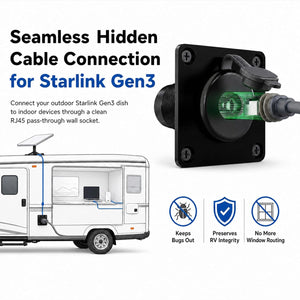 Conversions Tech Networking > Starlink Accessories Starlink Gen3 Pass-Through Wall Socket, RJ45 Cat6 Female to Female | IP68 Bulkhead, Weatherproof Cap, 1-1/2 in Cutout, RV, Marine and Off-Grid | CT-SK0110