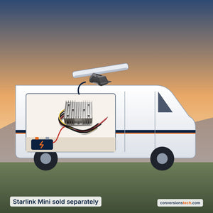 Conversions Tech Networking > Starlink Accessories Starlink Mini Outdoor Mount and 12 V to 48 V Power Kit | Fixed Bracket, IP68 144 W Converter, RV, Marine, Truck and Off-Grid | CT-SK0021