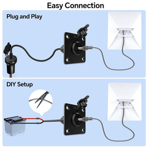 Conversions Tech Networking > Starlink Accessories Starlink Mini Pass-Through DC Power Wall Socket, 5.5 x 2.1 mm Female Jack | Aluminum, Watertight Cap, 12 in Pigtail to 5521 Plug, 12 V 5 A, RV, Marine and Battery Box | CT-SK0111