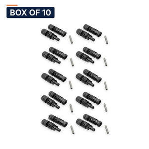 Conversions Tech Solar > MC4 Connectors Box of 10 ($5.40 ea) Staubli MC4 Original Connector Pair | Male and Female, 1500 V DC, 30 A, 10-12 AWG | 4904-9999