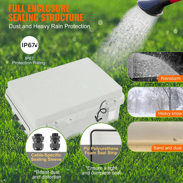 Conversions Tech SucceBuy Outdoor Electrical Junction Box ABS Plastic&Hinged Cover Stainless Steel Latch IP67 Waterproof for Electrical Projects