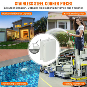 Conversions Tech SucceBuy Outdoor Electrical Junction Box ABS Plastic&Hinged Cover Stainless Steel Latch IP67 Waterproof for Electrical Projects