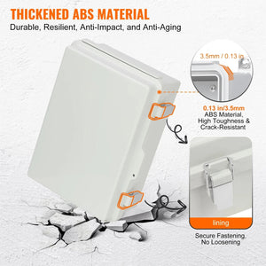 Conversions Tech SucceBuy Outdoor Electrical Junction Box ABS Plastic&Hinged Cover Stainless Steel Latch IP67 Waterproof for Electrical Projects