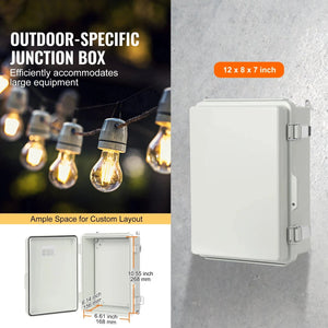 Conversions Tech SucceBuy Outdoor Electrical Junction Box ABS Plastic&Hinged Cover Stainless Steel Latch IP67 Waterproof for Electrical Projects
