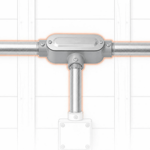 Conversions Tech Electrical > Conduit Fittings > Conduit Bodies T Conduit Body 1/2 in. Threaded, Rigid/IMC, Copper-Free Aluminum, with Cover & Gasket | 675-30041