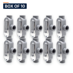 Conversions Tech Electrical > Conduit Fittings > Conduit Bodies Box of 10 ($6.29 ea) T Conduit Body 1 in. Threaded, Rigid/IMC, Copper-Free Aluminum, with Cover & Gasket | 675-30043