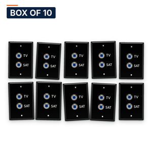 Conversions Tech Wall Plates Box of 10 ($8.50 ea) TV and Satellite Wall Plate with Integrated Diplexer, Decora, Black | 5-862 and 950-2150 MHz, RV | 5510-998