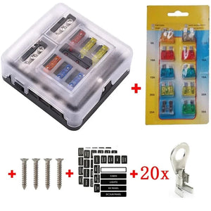 Conversions Tech Universal 12 Ways 6 Ways Blade Fuse Block 12V 32V Car Fuse Holder Box Marine Auto Fuse Connector Switch With LED Indicator Light