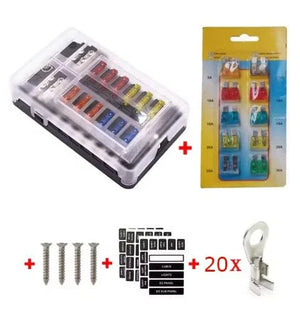 Conversions Tech 12 way Fuseholder 2 / Standard / CHINA|100A Universal 12 Ways 6 Ways Blade Fuse Block 12V 32V Car Fuse Holder Box Marine Auto Fuse Connector Switch With LED Indicator Light
